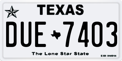 TX license plate DUE7403