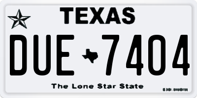 TX license plate DUE7404