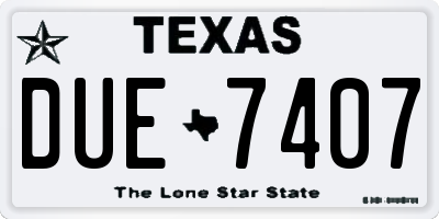 TX license plate DUE7407