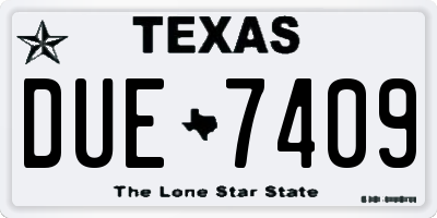 TX license plate DUE7409