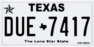 TX license plate DUE7417