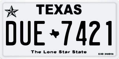 TX license plate DUE7421