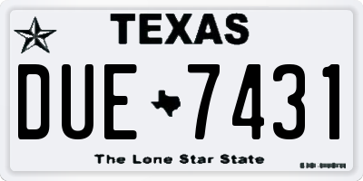 TX license plate DUE7431