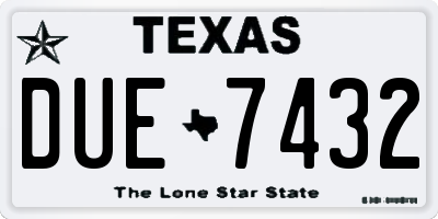 TX license plate DUE7432