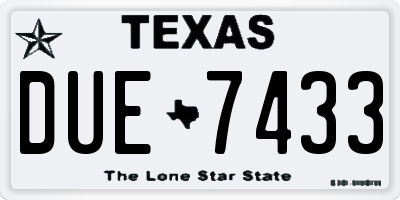 TX license plate DUE7433
