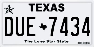 TX license plate DUE7434