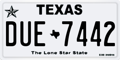 TX license plate DUE7442