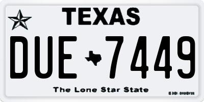 TX license plate DUE7449