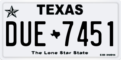 TX license plate DUE7451