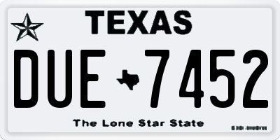 TX license plate DUE7452
