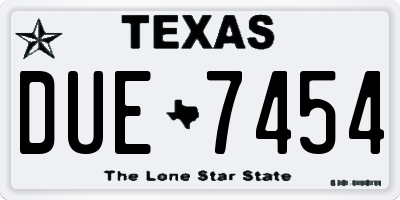 TX license plate DUE7454