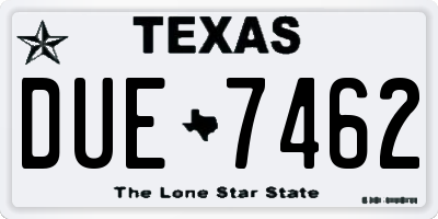 TX license plate DUE7462