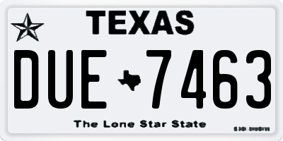 TX license plate DUE7463