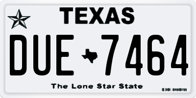 TX license plate DUE7464