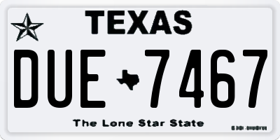 TX license plate DUE7467