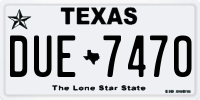 TX license plate DUE7470