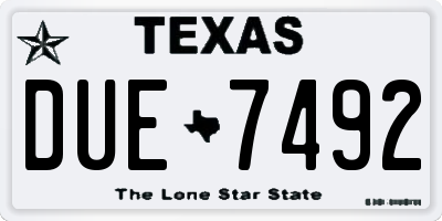 TX license plate DUE7492