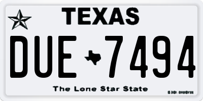 TX license plate DUE7494