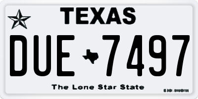 TX license plate DUE7497