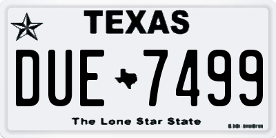 TX license plate DUE7499