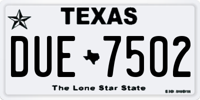 TX license plate DUE7502