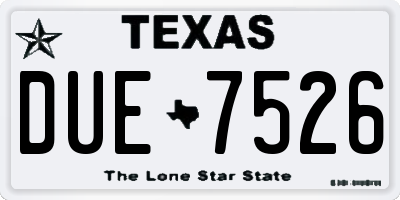 TX license plate DUE7526
