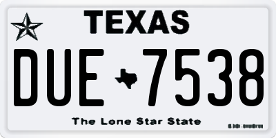 TX license plate DUE7538