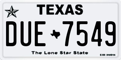 TX license plate DUE7549