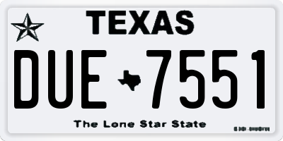 TX license plate DUE7551