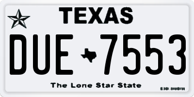 TX license plate DUE7553