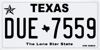 TX license plate DUE7559