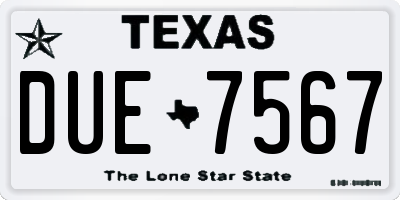 TX license plate DUE7567