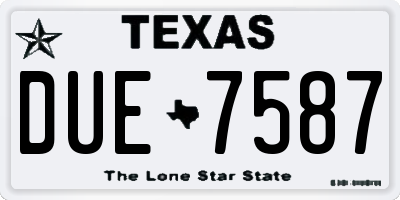 TX license plate DUE7587