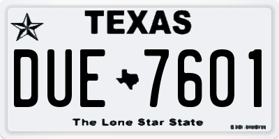 TX license plate DUE7601