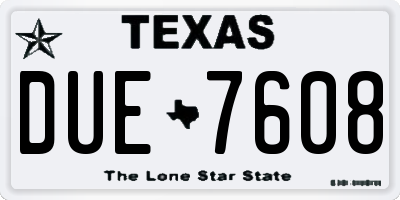 TX license plate DUE7608
