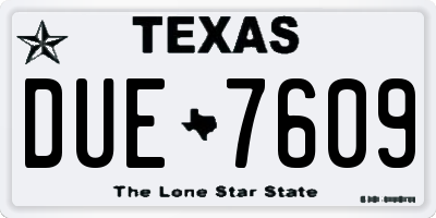TX license plate DUE7609