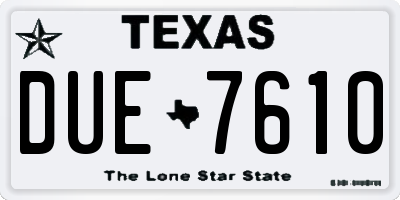 TX license plate DUE7610