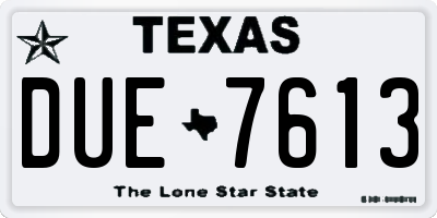 TX license plate DUE7613