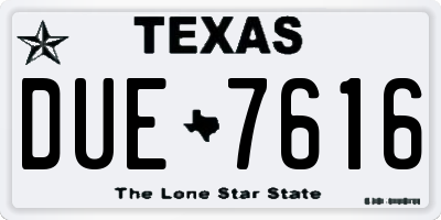 TX license plate DUE7616