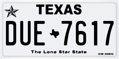 TX license plate DUE7617
