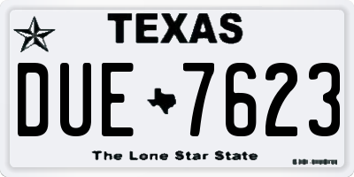 TX license plate DUE7623