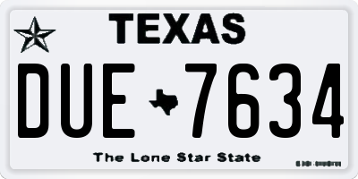 TX license plate DUE7634