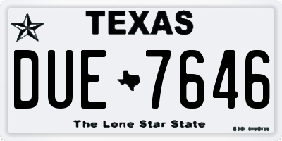 TX license plate DUE7646