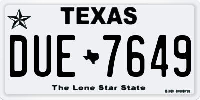 TX license plate DUE7649