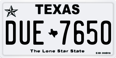 TX license plate DUE7650