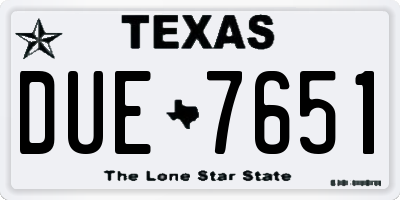 TX license plate DUE7651