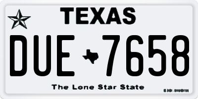TX license plate DUE7658