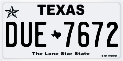 TX license plate DUE7672
