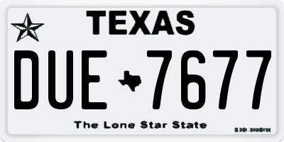 TX license plate DUE7677