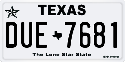 TX license plate DUE7681